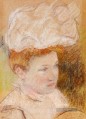 Leontine in einem rosa Fluffy Hat Mütter Kinder Mary Cassatt